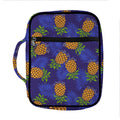 Blue Leaf Pineapple Pattern Print Front Pocket Bible Bag