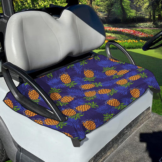 Blue Leaf Pineapple Pattern Print Golf Cart Seat Cover
