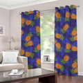 Blue Leaf Pineapple Pattern Print Grommet Curtains