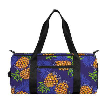 Blue Leaf Pineapple Pattern Print Gym Bag