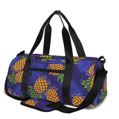 Blue Leaf Pineapple Pattern Print Gym Bag
