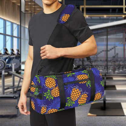 Blue Leaf Pineapple Pattern Print Gym Bag