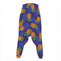 Blue Leaf Pineapple Pattern Print Hammer Pants