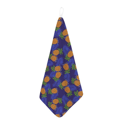 Blue Leaf Pineapple Pattern Print Hand Towel
