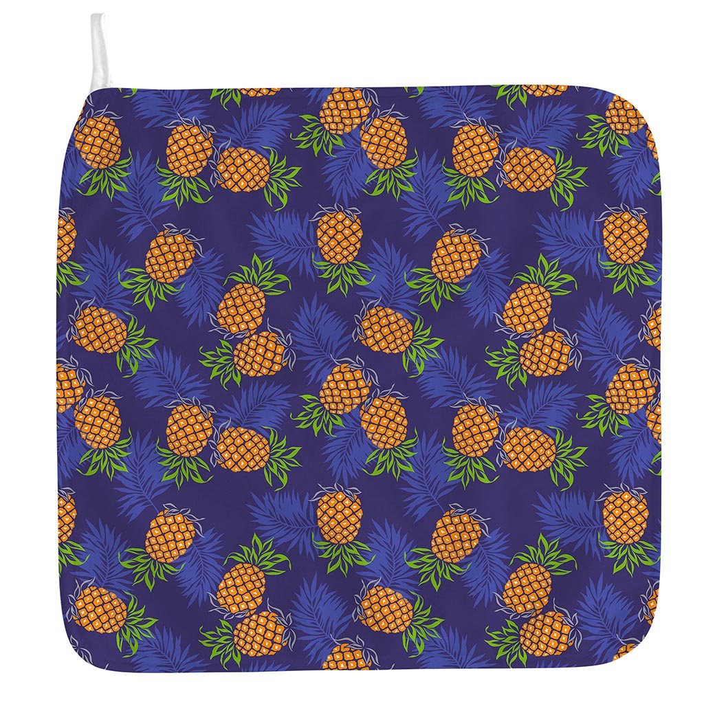 Blue Leaf Pineapple Pattern Print Hand Towel