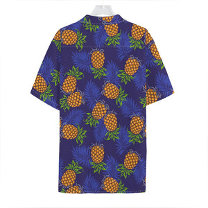 Blue Leaf Pineapple Pattern Print Hawaiian Shirt