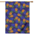 Blue Leaf Pineapple Pattern Print House Flag