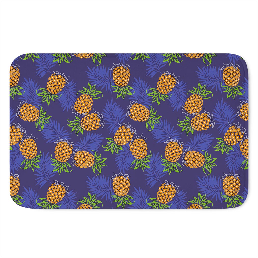 Blue Leaf Pineapple Pattern Print Indoor Door Mat