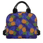 Blue Leaf Pineapple Pattern Print Insulated Lunch Bag