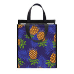 Blue Leaf Pineapple Pattern Print Insulated Lunch Tote