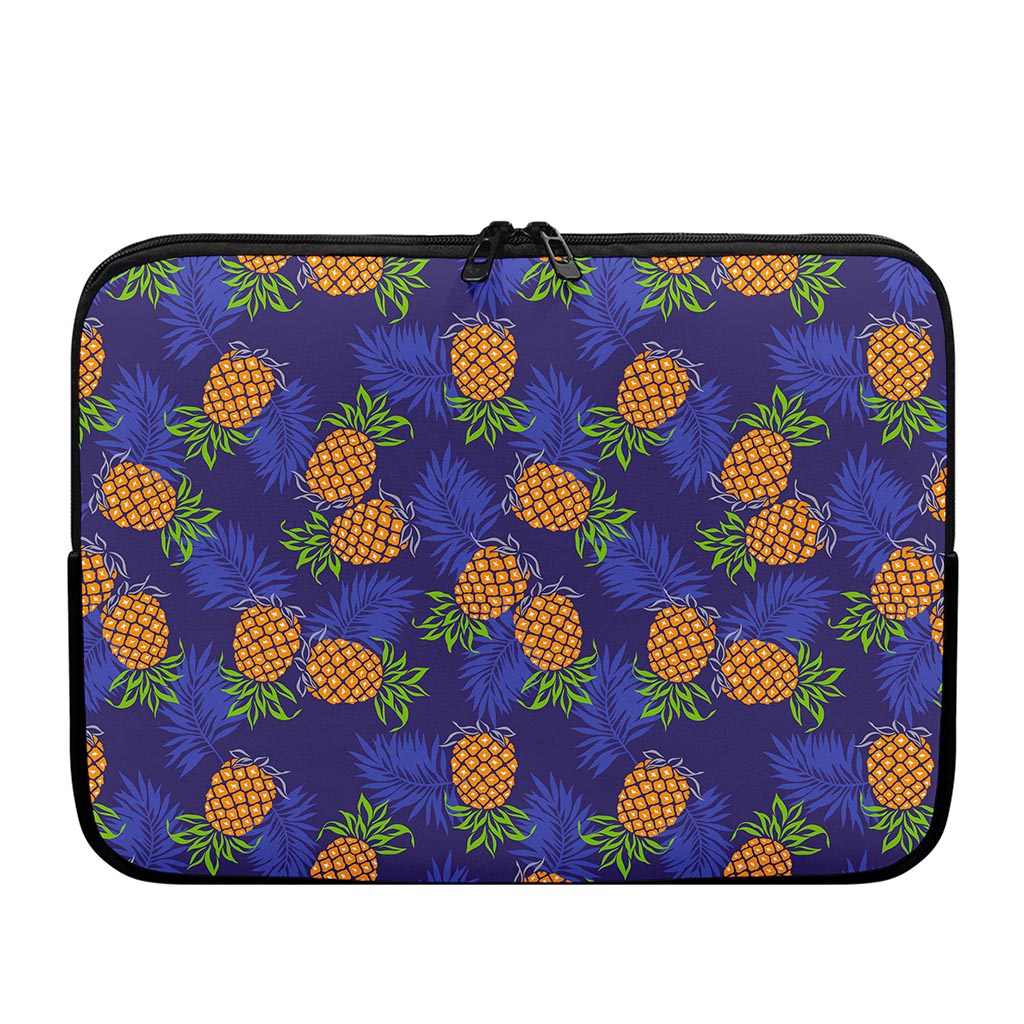 Blue Leaf Pineapple Pattern Print Laptop Sleeve