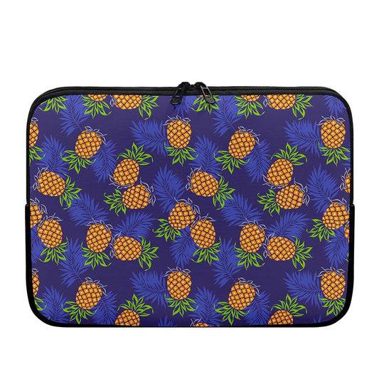 Blue Leaf Pineapple Pattern Print Laptop Sleeve