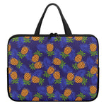 Blue Leaf Pineapple Pattern Print Laptop Sleeve With Handle