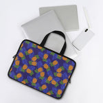 Blue Leaf Pineapple Pattern Print Laptop Sleeve With Handle