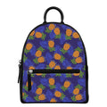 Blue Leaf Pineapple Pattern Print Leather Backpack