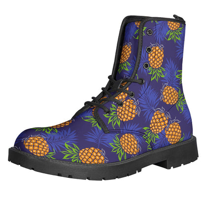 Blue Leaf Pineapple Pattern Print Backpack