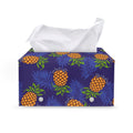 Blue Leaf Pineapple Pattern Print Leather Tissue Box Cover