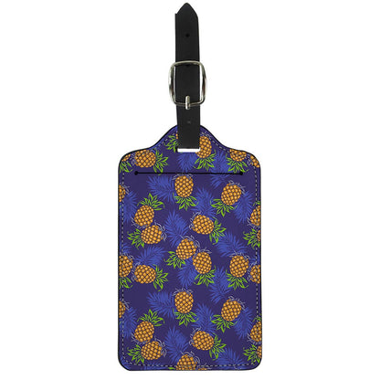 Blue Leaf Pineapple Pattern Print Luggage Tag