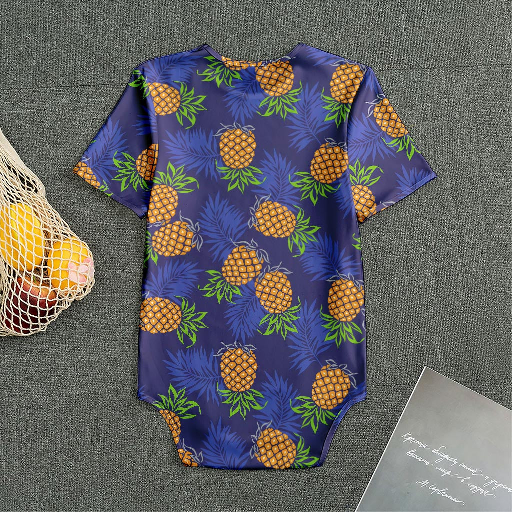 Blue Leaf Pineapple Pattern Print Men's Bodysuit