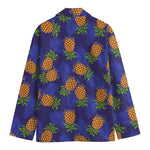 Blue Leaf Pineapple Pattern Print Men's Cotton Blazer