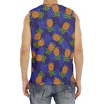 Blue Leaf Pineapple Pattern Print Men's Fitness Tank Top