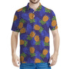 Blue Leaf Pineapple Pattern Print Men's Polo Shirt