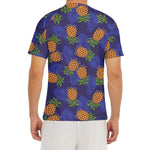 Blue Leaf Pineapple Pattern Print Men's Short Sleeve Rash Guard