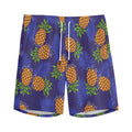 Blue Leaf Pineapple Pattern Print Men's Athletic Shorts