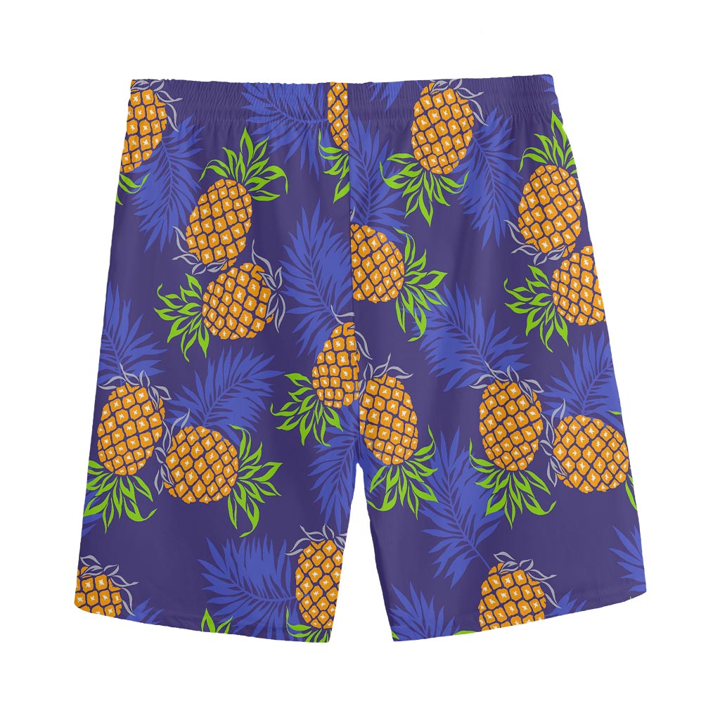 Blue Leaf Pineapple Pattern Print Men's Sports Shorts