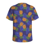 Blue Leaf Pineapple Pattern Print Men's Sports T-Shirt