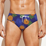 Blue Leaf Pineapple Pattern Print Men's Swim Briefs