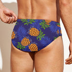 Blue Leaf Pineapple Pattern Print Men's Swim Briefs