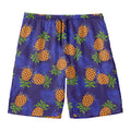 Blue Leaf Pineapple Pattern Print Men's Swim Trunks