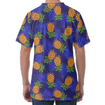 Blue Leaf Pineapple Pattern Print Men's Velvet T-Shirt