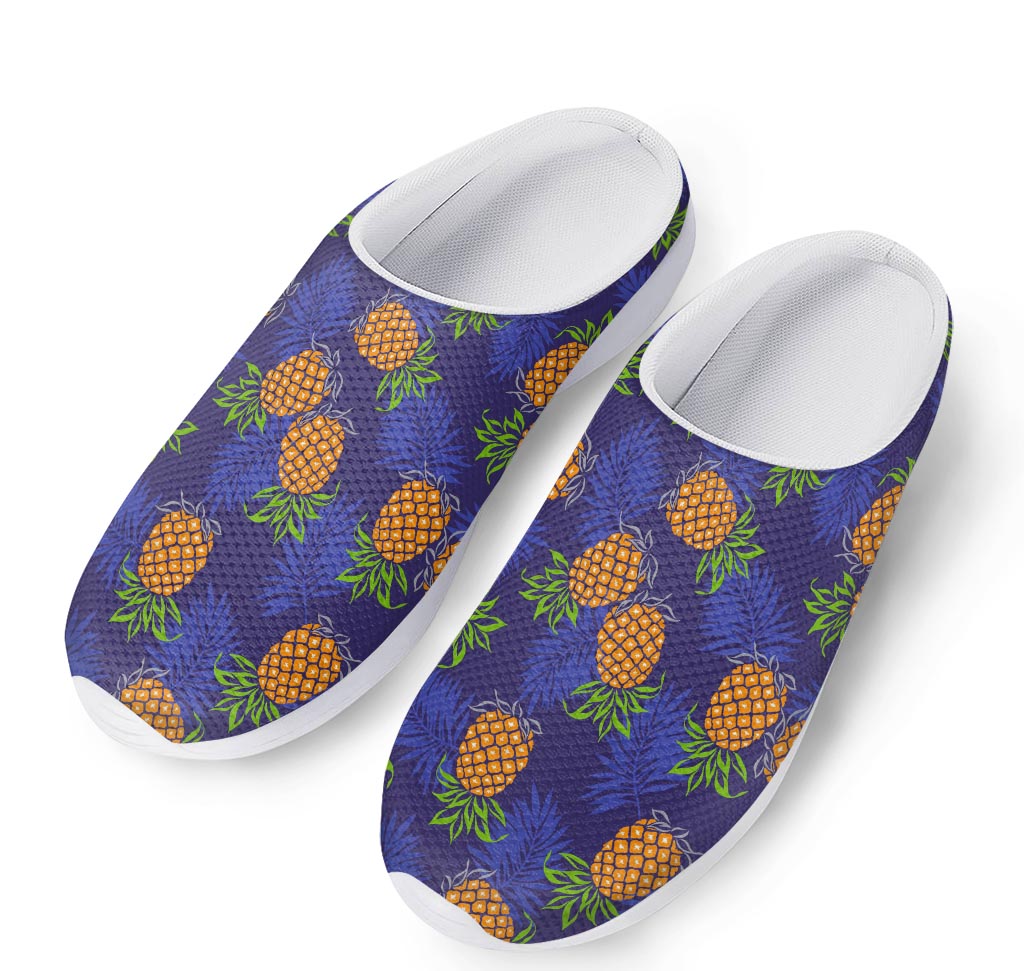 Blue Leaf Pineapple Pattern Print Mesh Casual Shoes