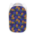 Blue Leaf Pineapple Pattern Print Mesh Laundry Hamper