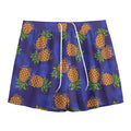 Blue Leaf Pineapple Pattern Print Mesh Shorts