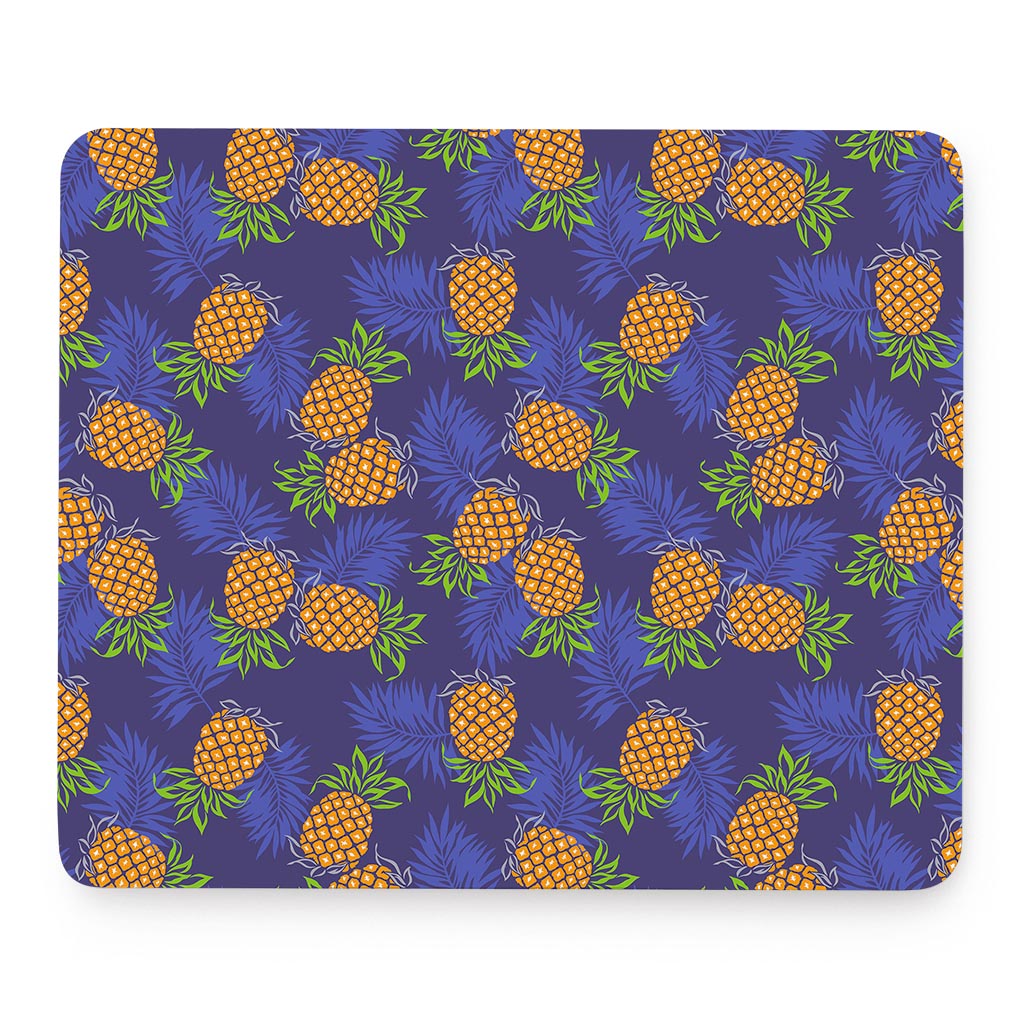 Blue Leaf Pineapple Pattern Print Mouse Pad