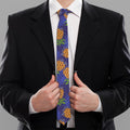 Blue Leaf Pineapple Pattern Print Necktie