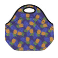 Blue Leaf Pineapple Pattern Print Neoprene Lunch Bag