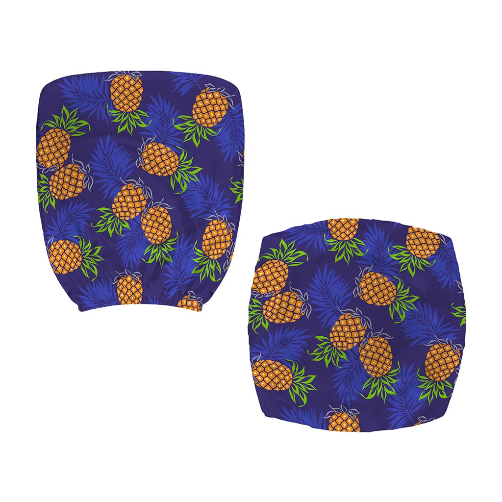 Blue Leaf Pineapple Pattern Print Office Chair Cover