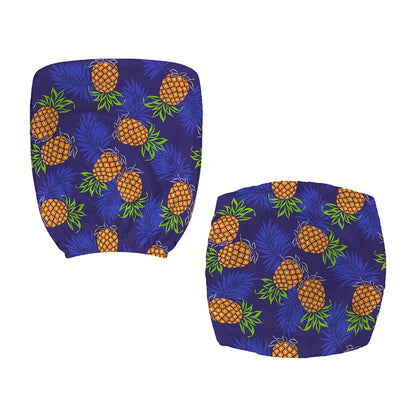 Blue Leaf Pineapple Pattern Print Office Chair Cover