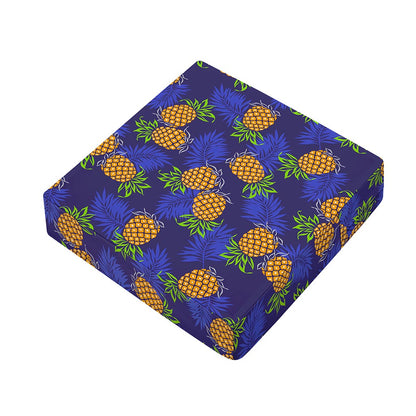 Blue Leaf Pineapple Pattern Print Outdoor Seat Cushion Cover