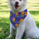 Blue Leaf Pineapple Pattern Print Over The Collar Dog Bandana