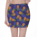 Blue Leaf Pineapple Pattern Print Pencil Mini Skirt