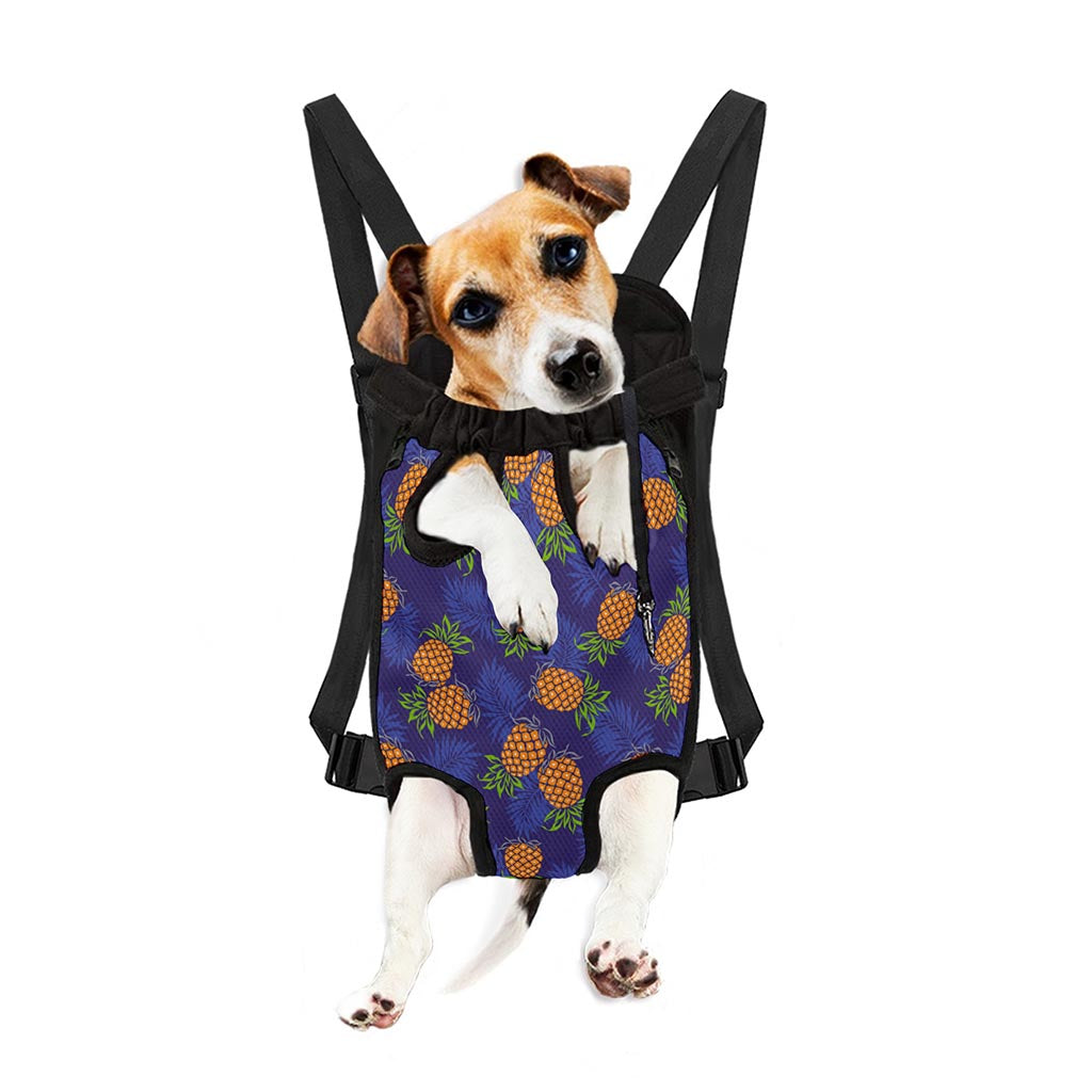 Blue Leaf Pineapple Pattern Print Pet Carrier Backpack
