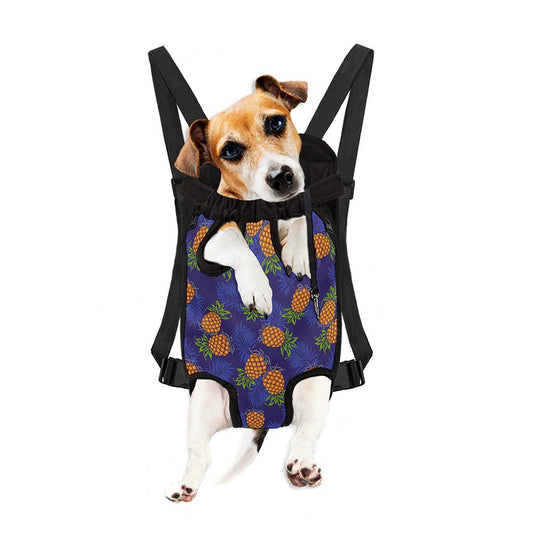 Blue Leaf Pineapple Pattern Print Pet Carrier Backpack