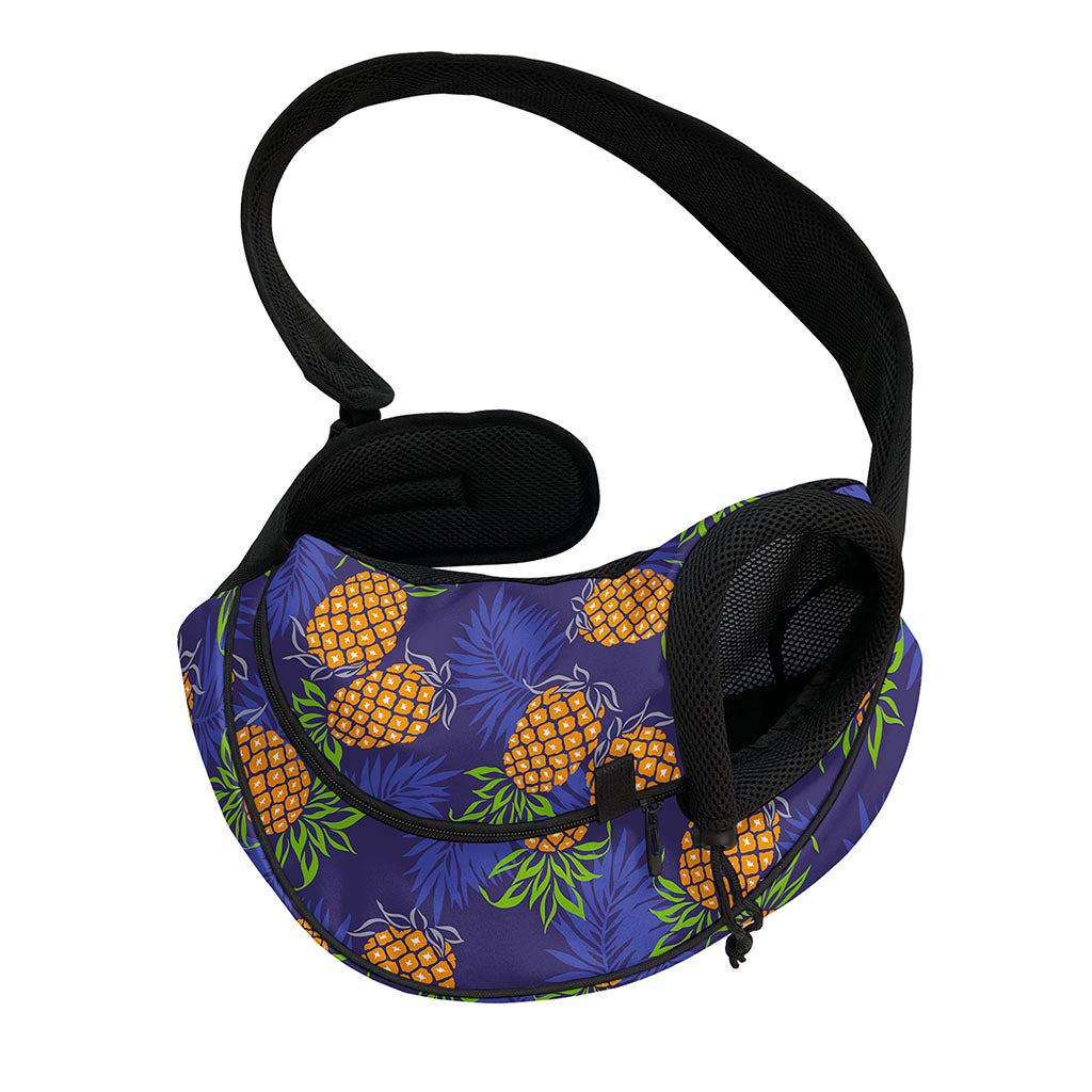Blue Leaf Pineapple Pattern Print Pet Sling Carrier