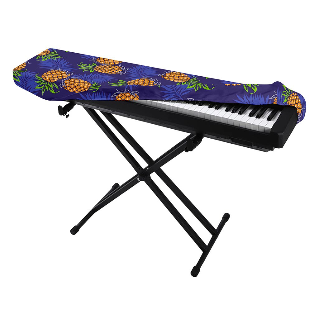 Blue Leaf Pineapple Pattern Print Piano Keyboard Cover