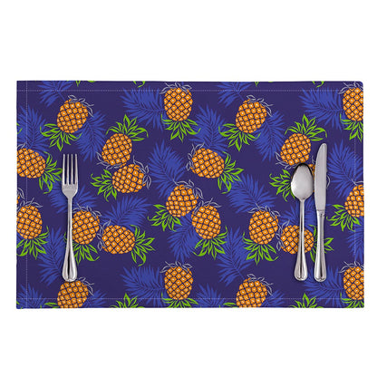 Blue Leaf Pineapple Pattern Print Placemat